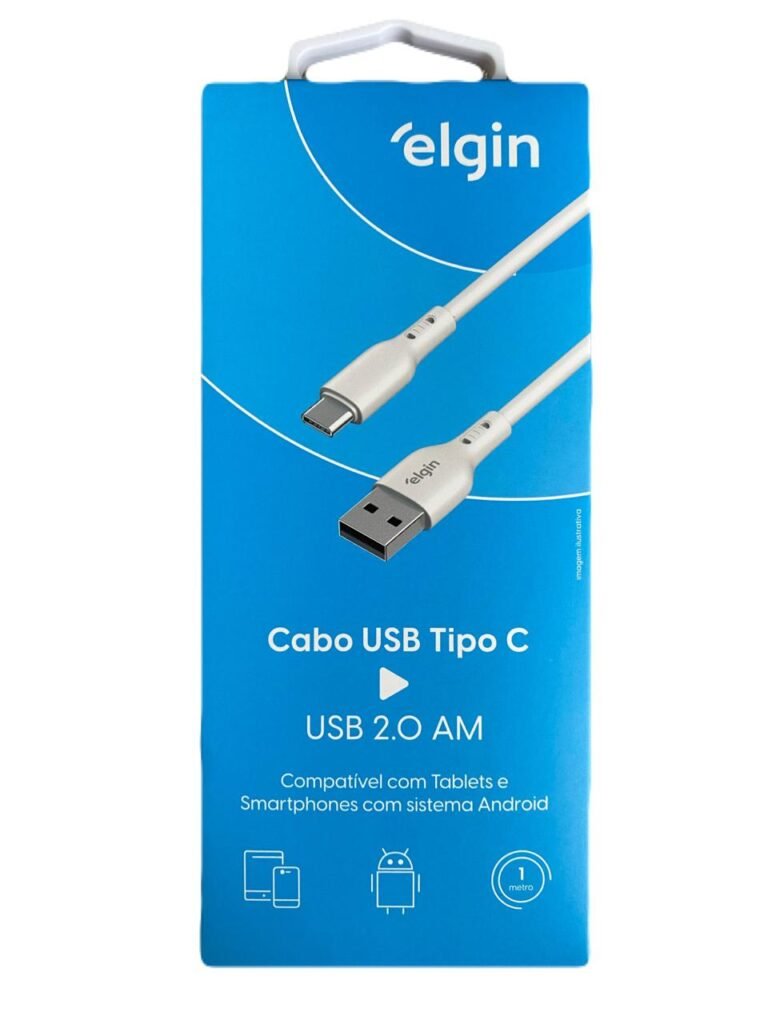 Cabo USB Tipo C para USB 2.0 AM 1m Elgin