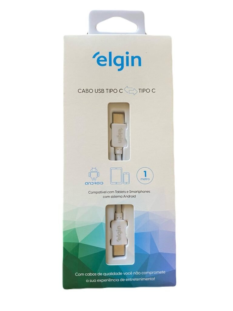 Cabo USB Tipo C para USB Tipo C Branco 1m Elgin