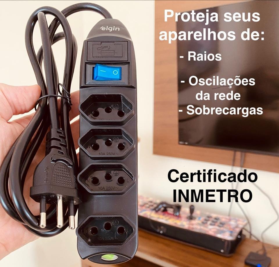 Protetor de Linha 4 Tomadas Padrão NBR Cabo 1,5m 10A Elgin