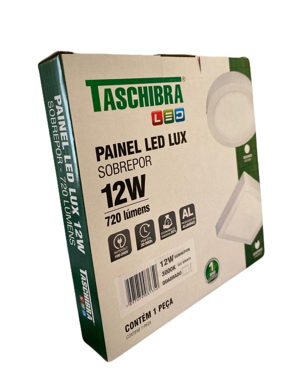 Painel LED LUX Sobrepor 12W 3000K Quadrado Taschibra - Image 6