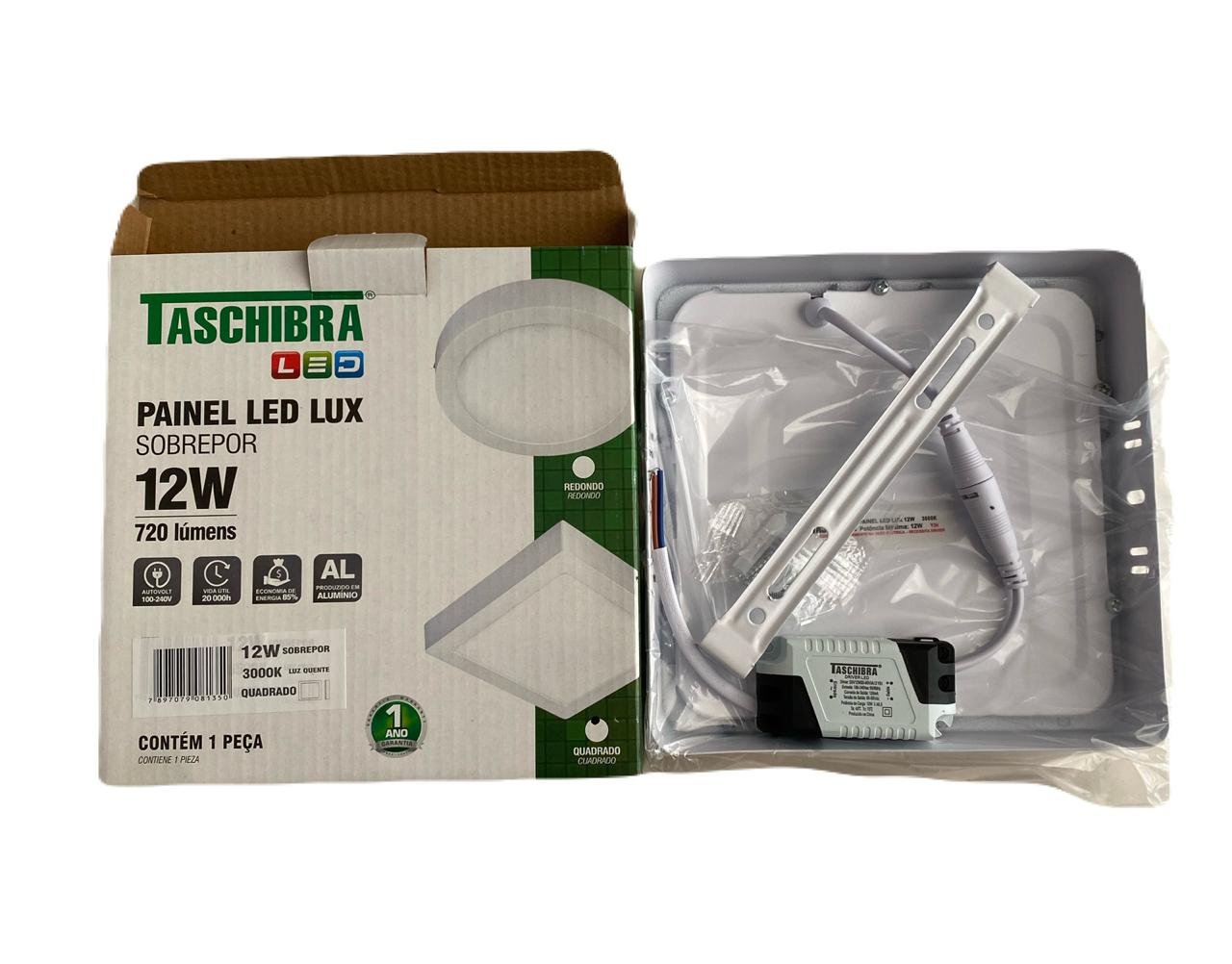 Painel LED LUX Sobrepor 12W 3000K Quadrado Taschibra - Image 7