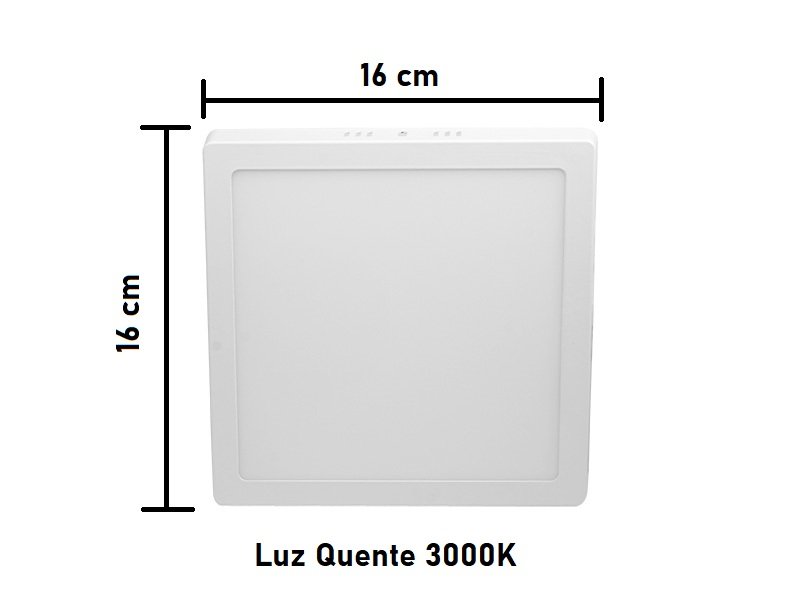 Painel LED LUX Sobrepor 12W 3000K Quadrado Taschibra - Image 2